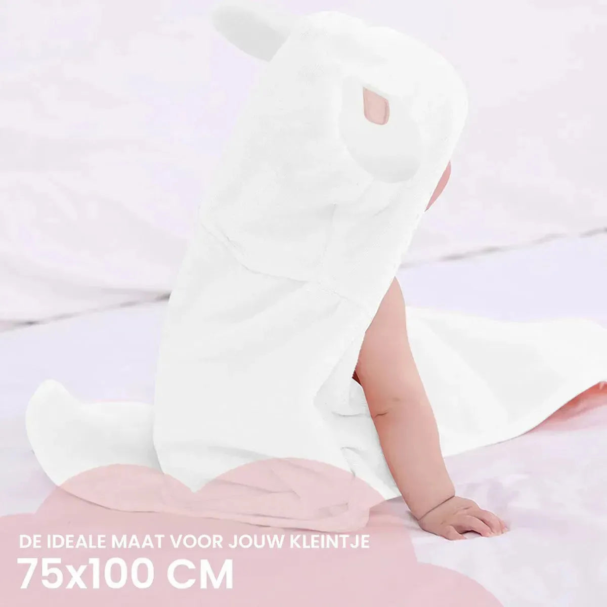 Rabbit Pink Multifunctional Baby Fleece Blanket with hood - Wrap Blanket - Blanket 75x100 cm