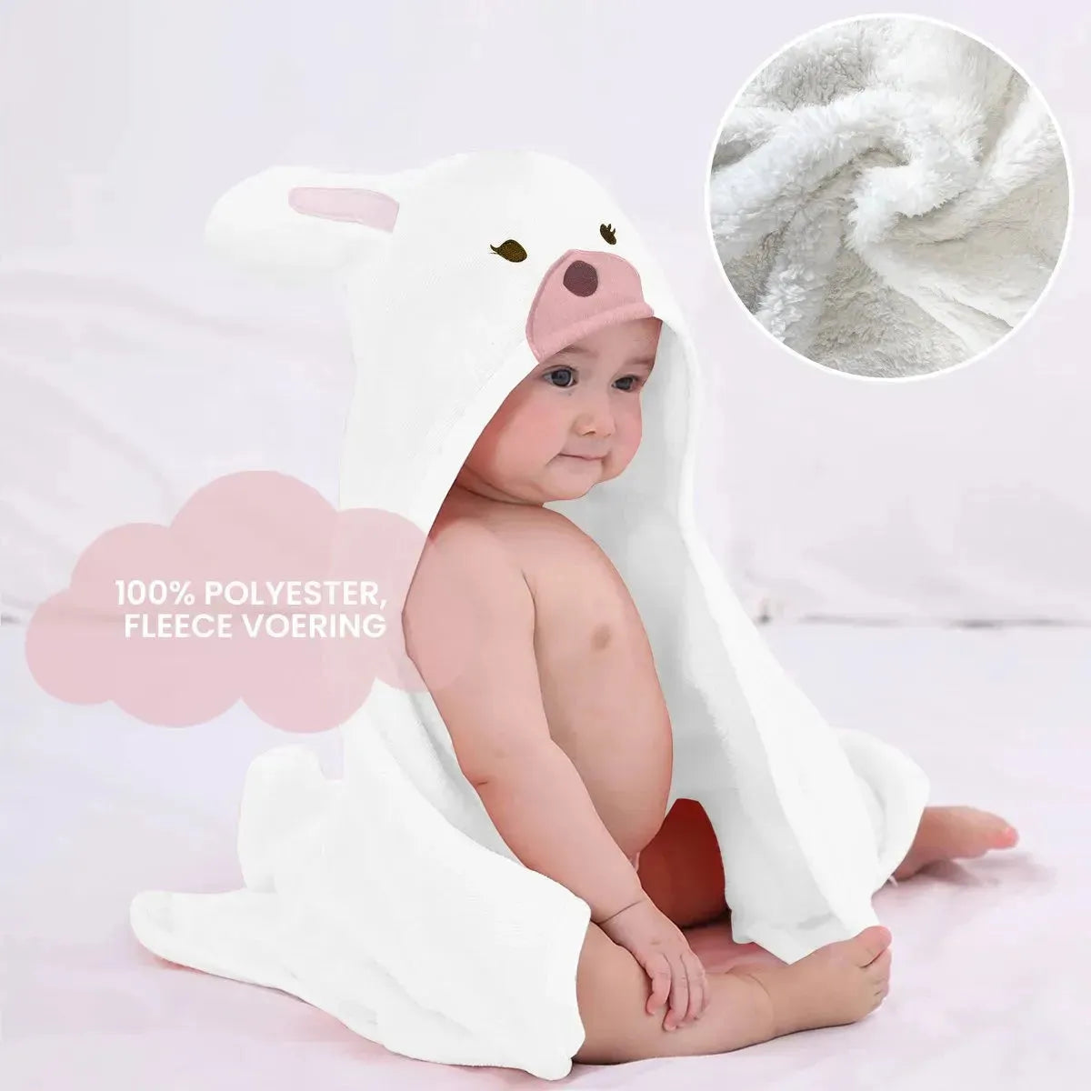 Rabbit Pink Multifunctional Baby Fleece Blanket with hood - Wrap Blanket - Blanket 75x100 cm