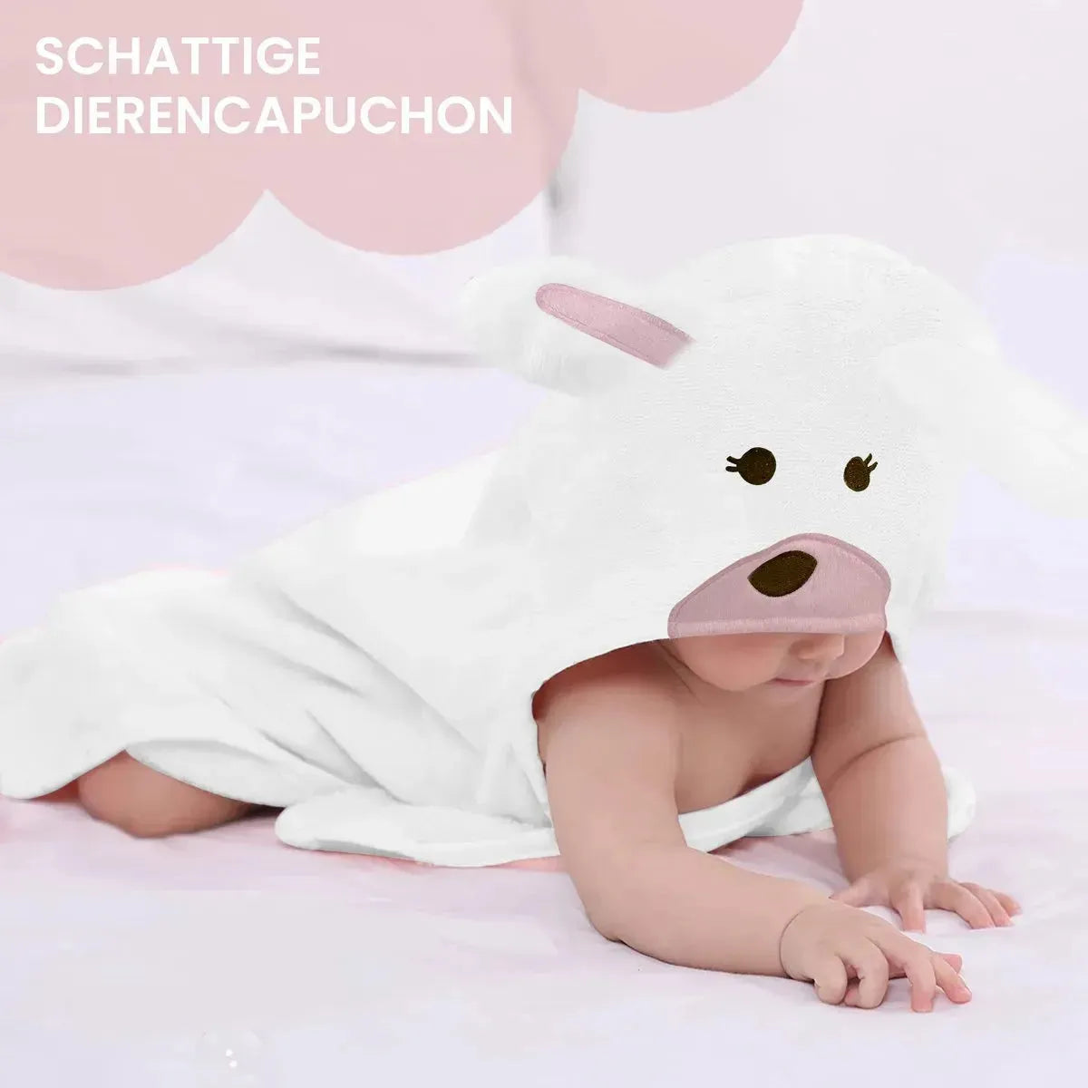 Rabbit Pink Multifunctional Baby Fleece Blanket with hood - Wrap Blanket - Blanket 75x100 cm