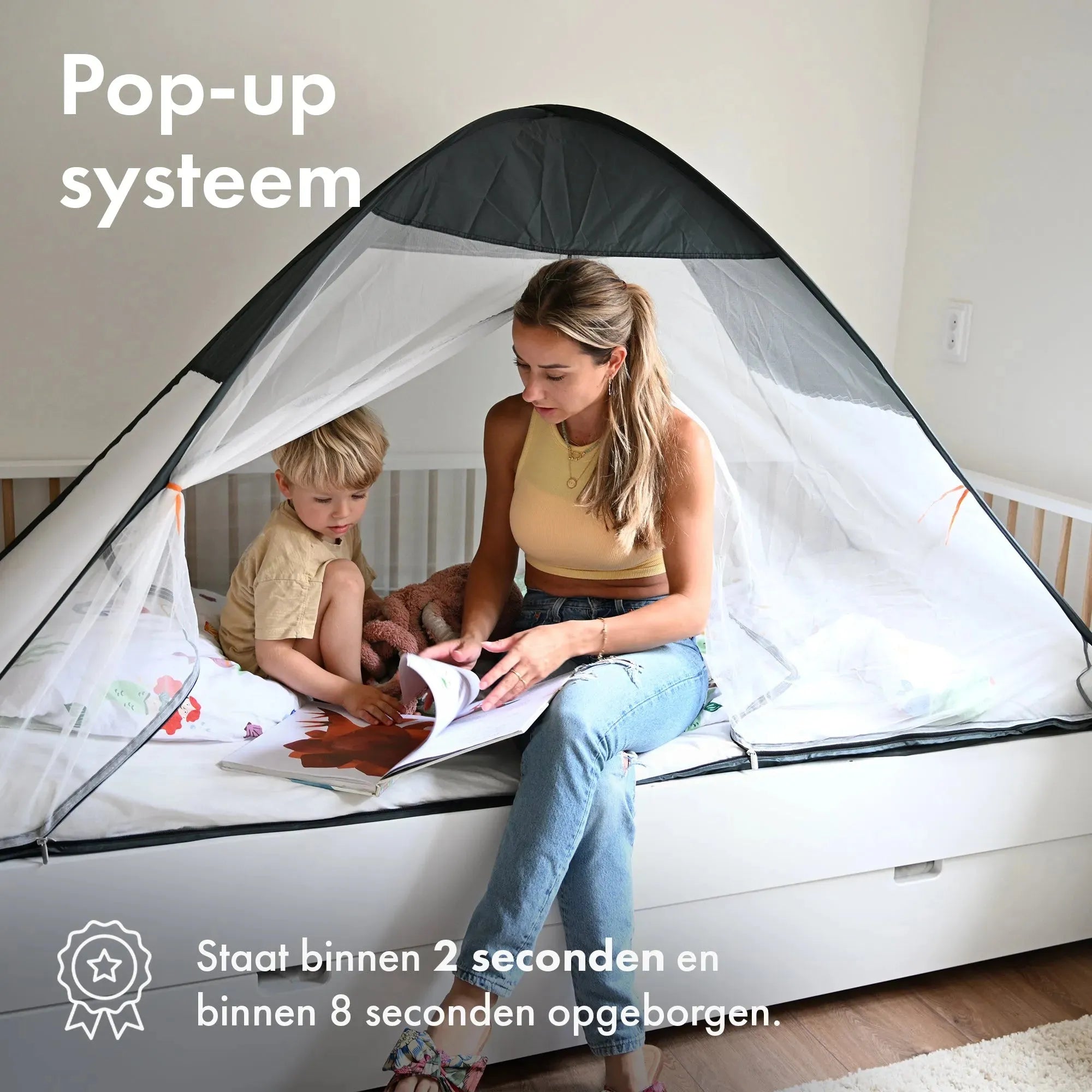 Bed tent pop-up Grey 200x90