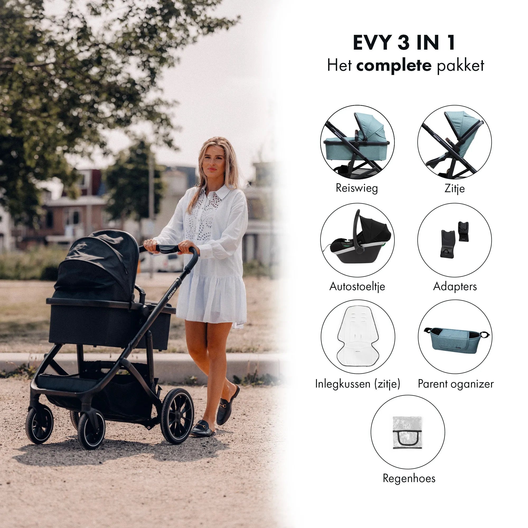 EVY V2 Stroller 3 in 1 Green