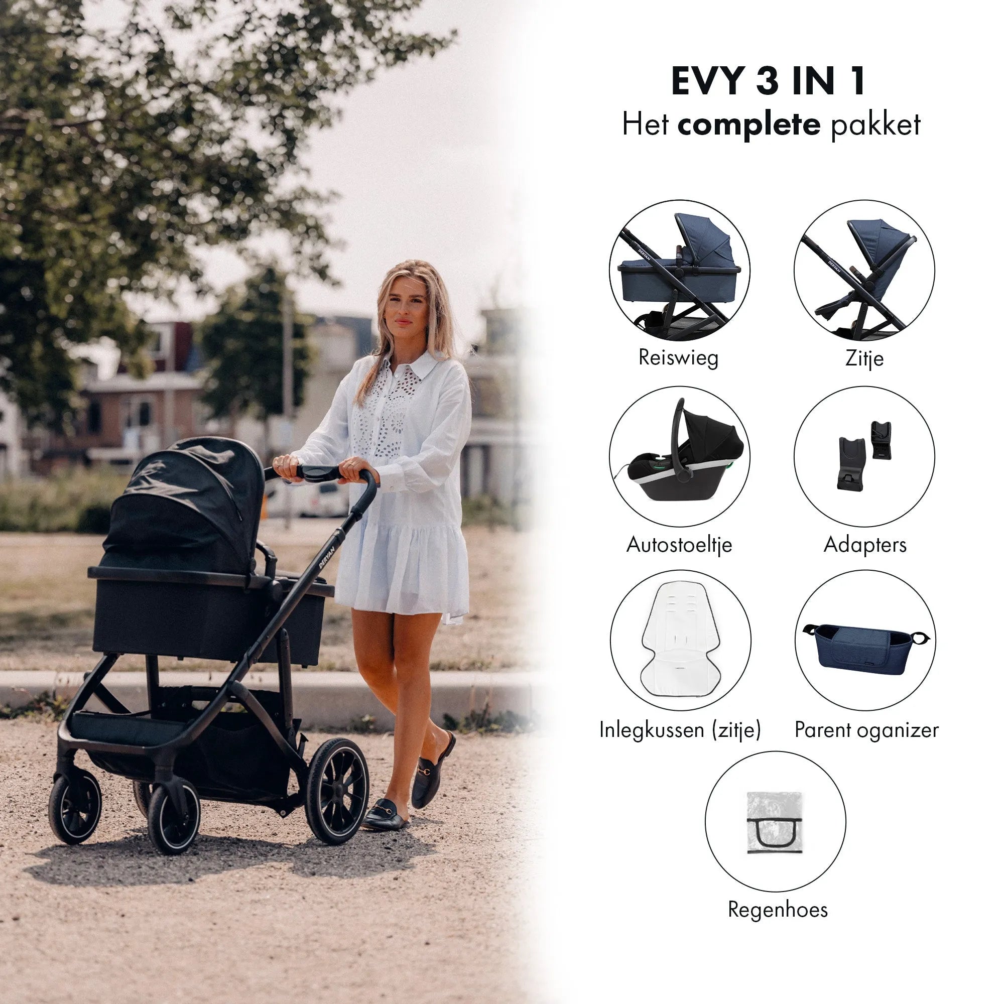 EVY V2 Stroller 3 in 1 Navy