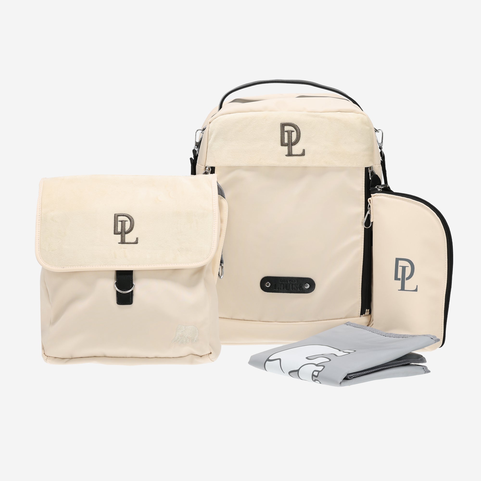 Three-Piece Diaper Bag - Cream