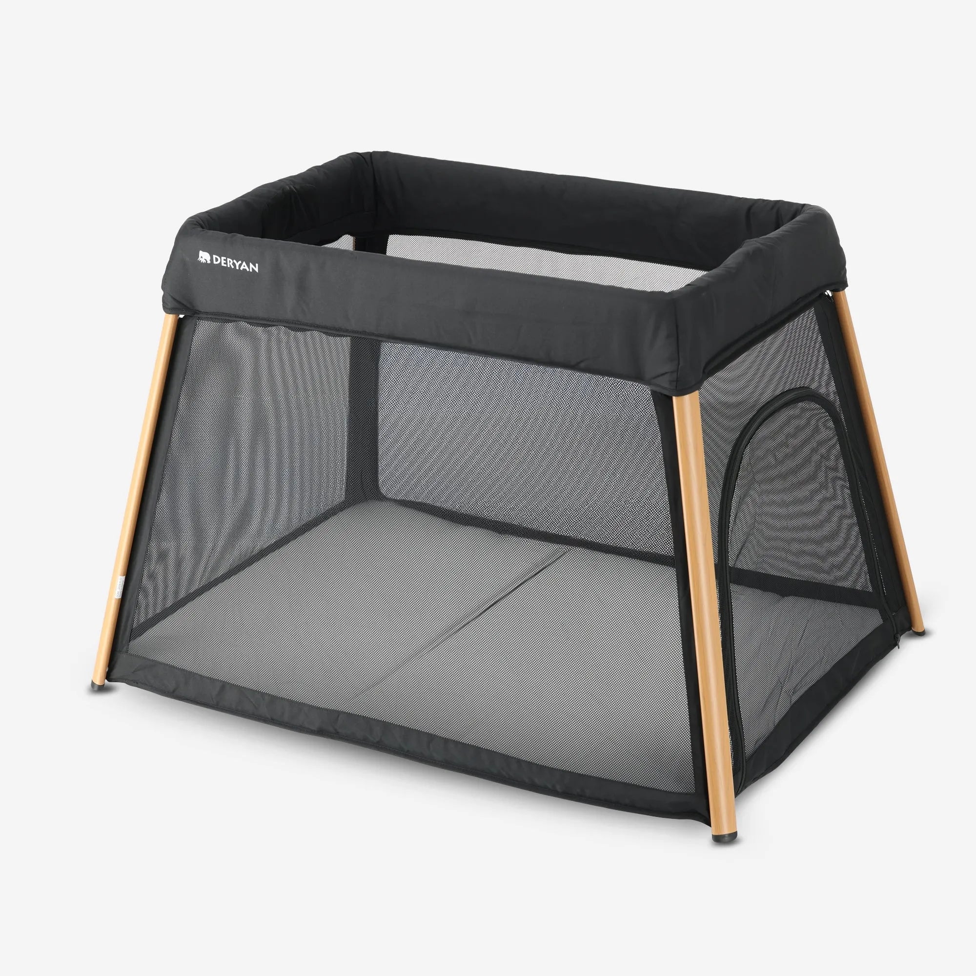 2-in-1 Camping Bed and Playpen - Includes bottom booster - Wood look