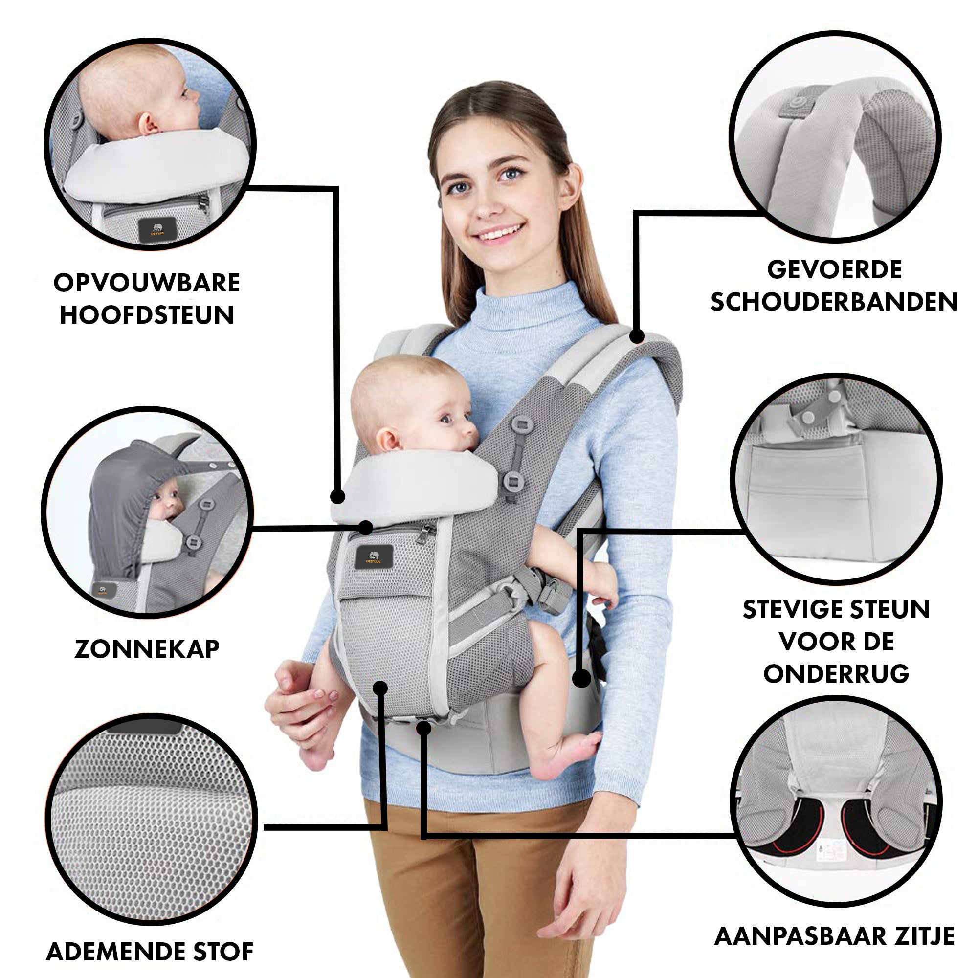 Baby carrier 4 in 1 - Light gray