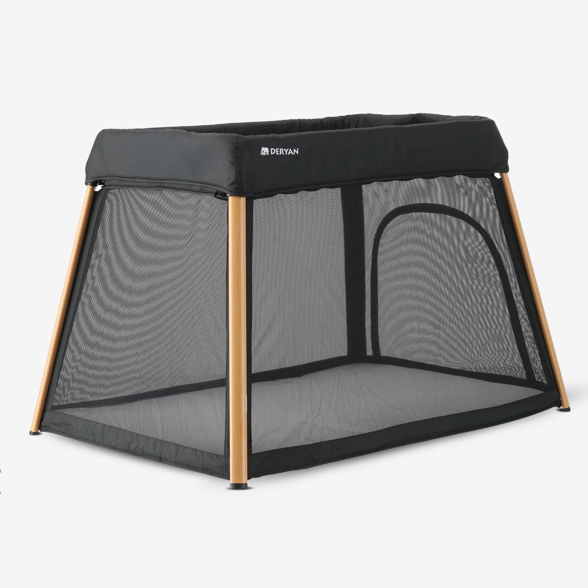 2-in-1 Camping Bed and Playpen - Includes bottom booster - Wood look