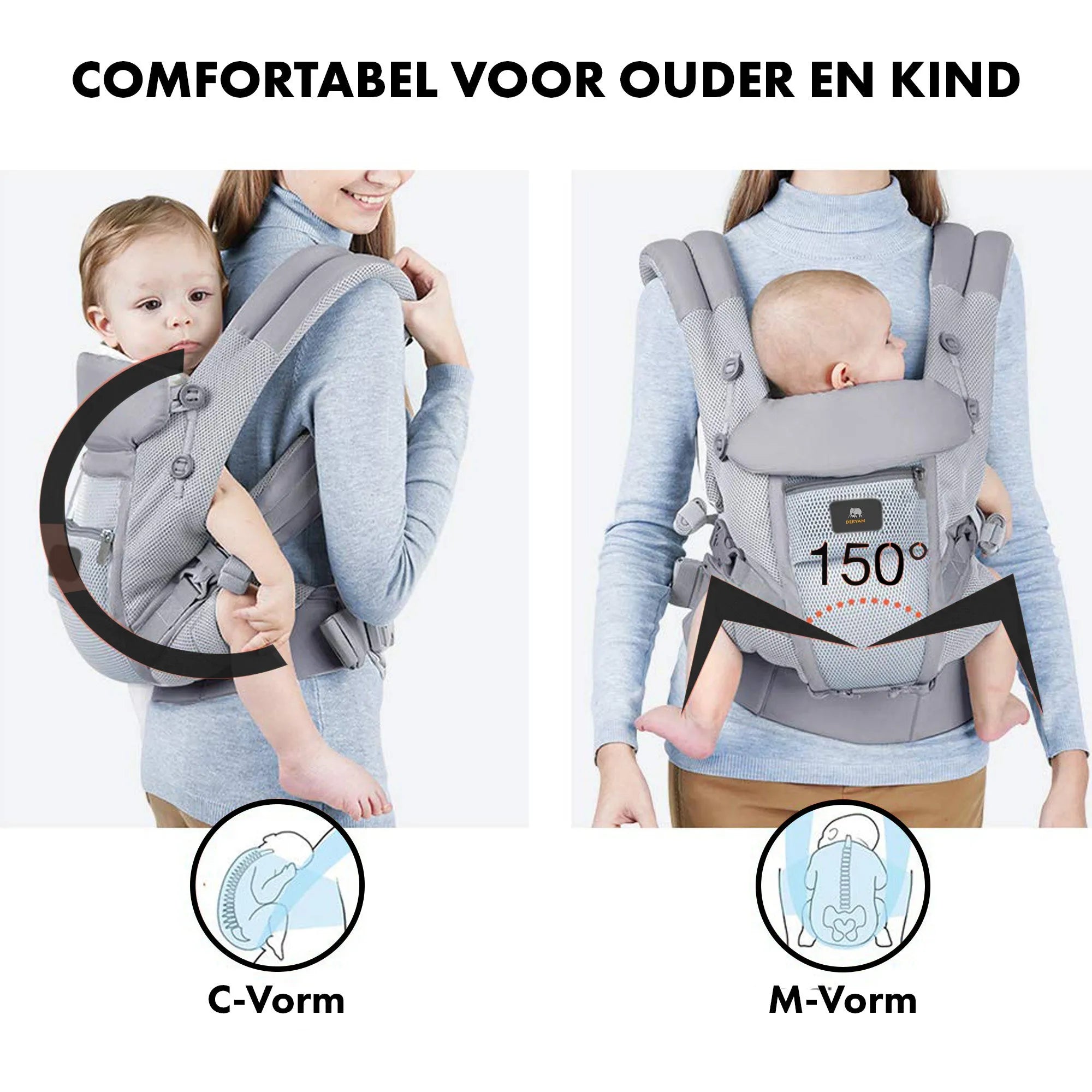 Baby carrier 4 in 1 - Light gray