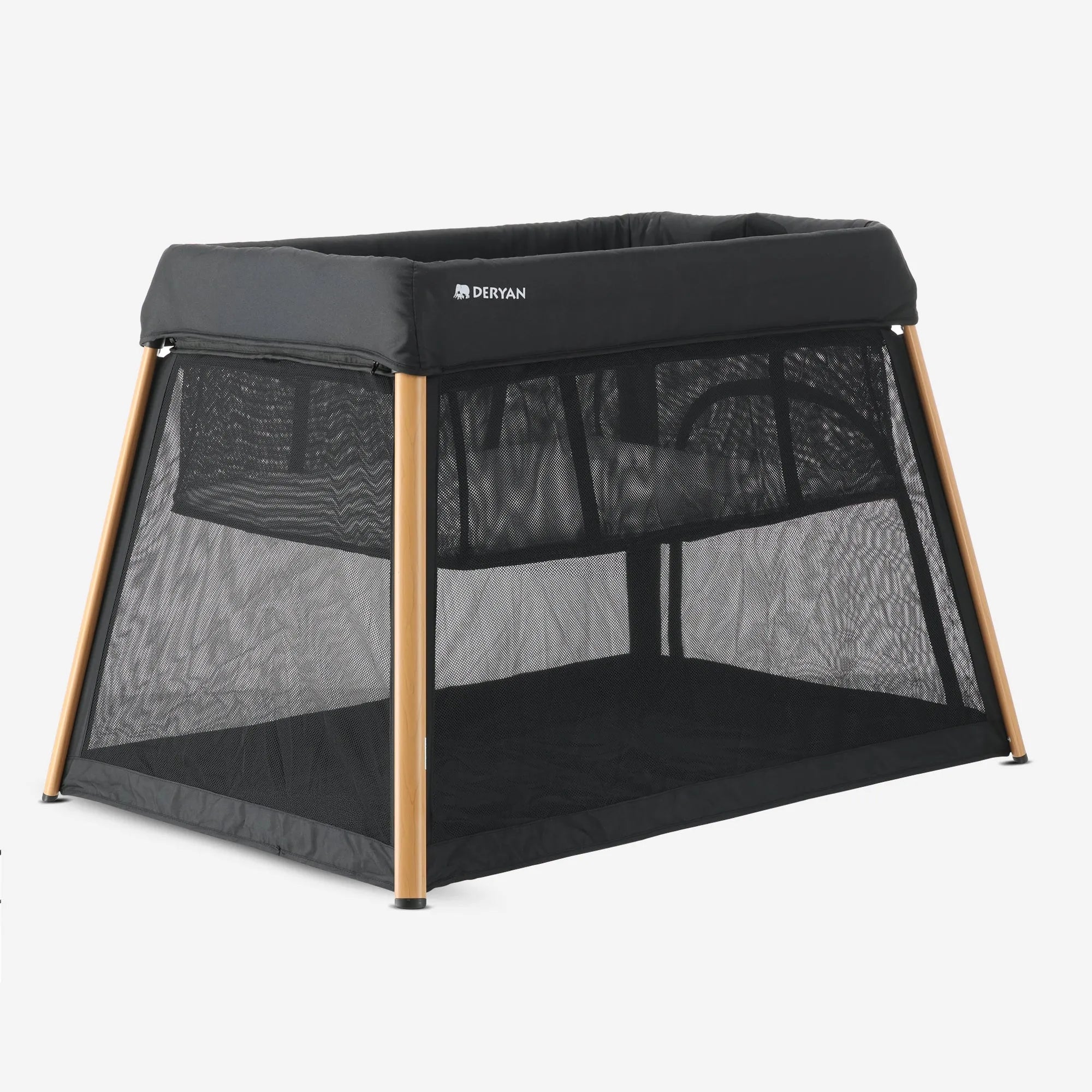 2-in-1 Camping Bed and Playpen - Includes bottom booster - Wood look