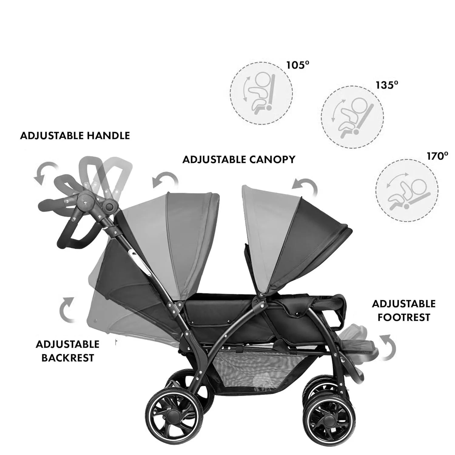 Elena duo stroller black